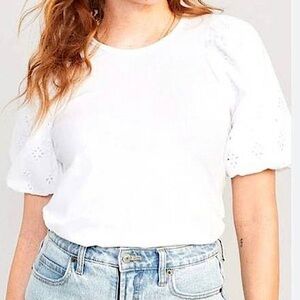 Old navy out of stock puff eyelet sleeve white tshirt 2X